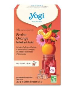 Infusions à froid fraise orange BIO, 15&nbsp;sachets